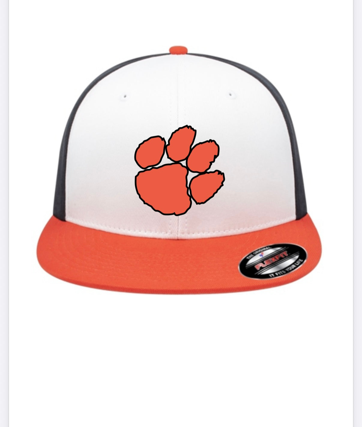 White black orange full back hat